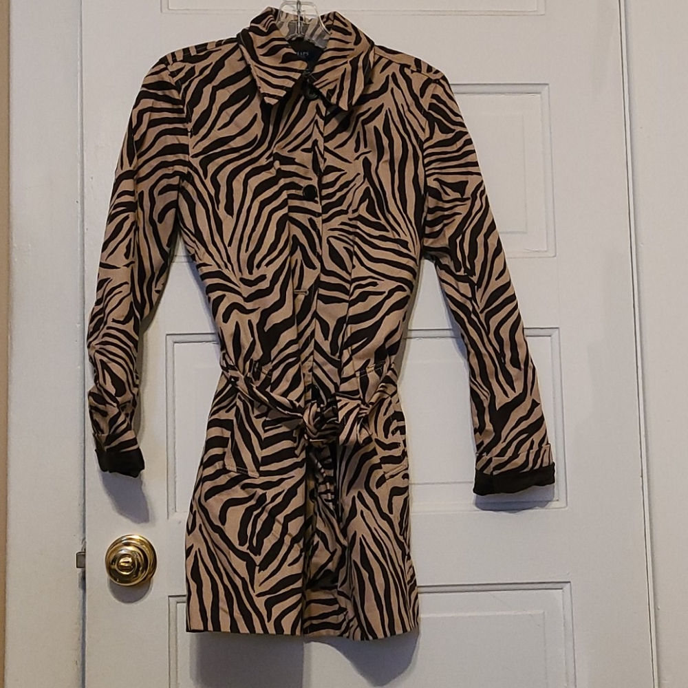 Chaps animal print trench coat